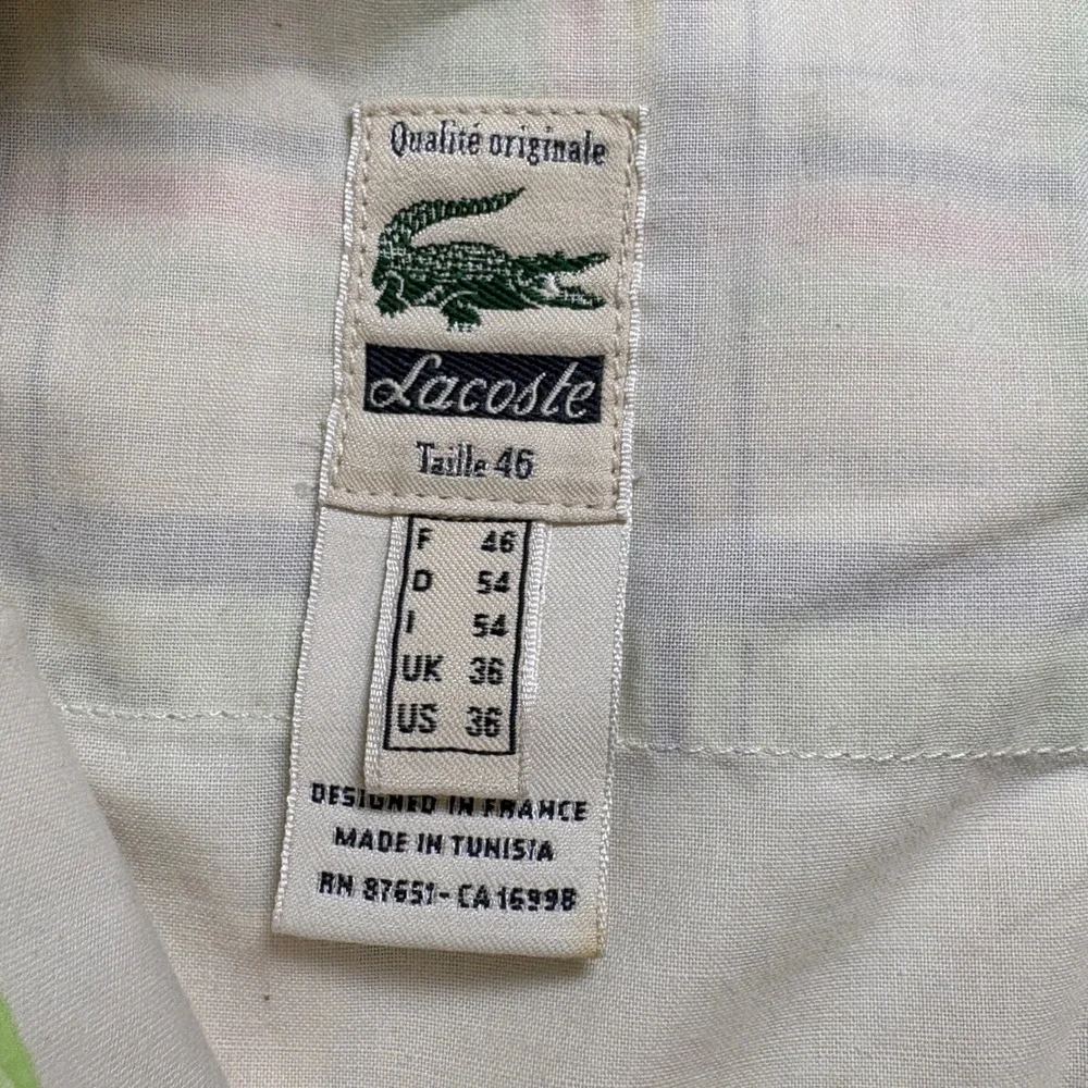Lacoste Shorts Mens Size 36 Green Plaid Flat Front Cotton Preppy Golf Summer